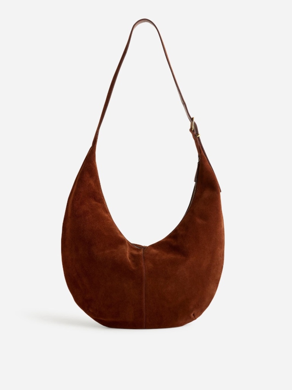Madewell Essential Curve Shoulder Bag in Soft Mahogany Brown Suede